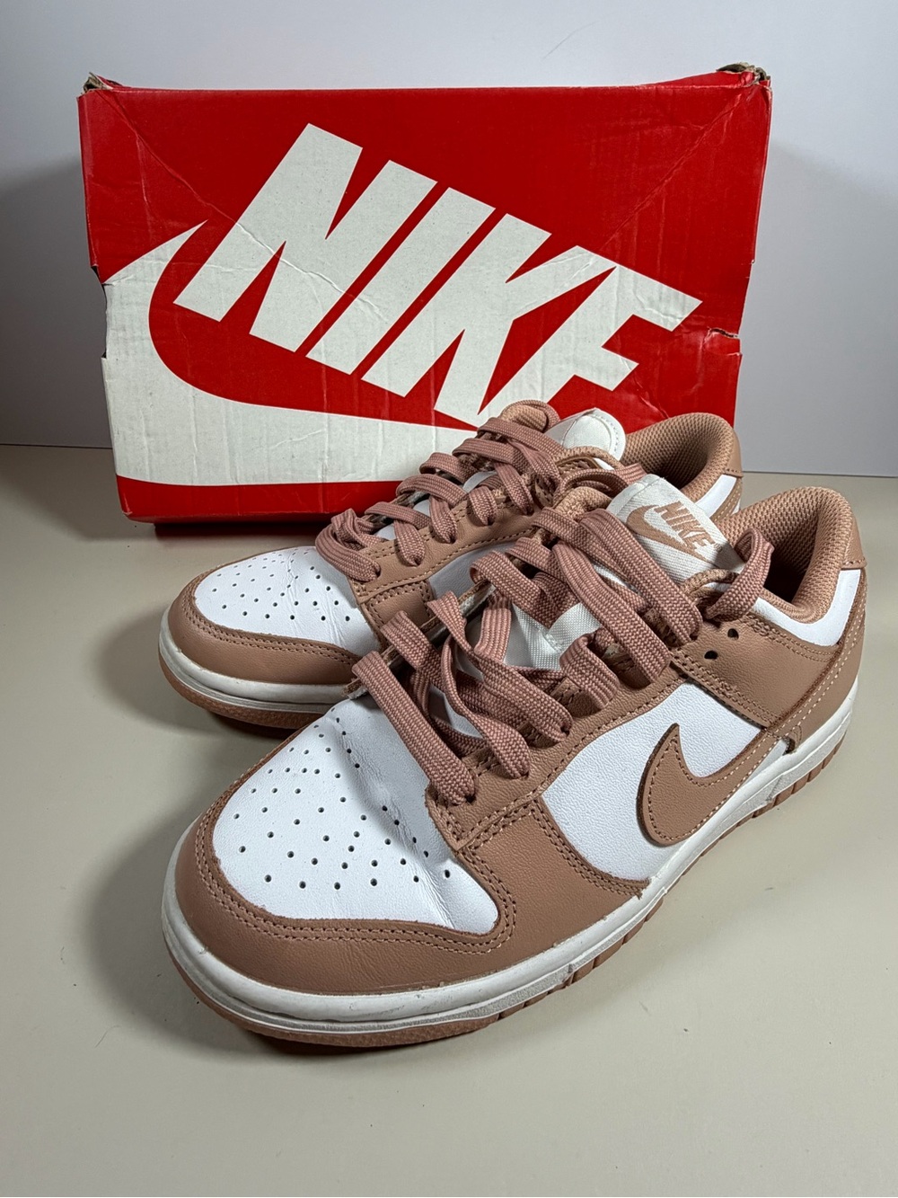 Nike  Low-Top Sneakers in White and Brownish Pink